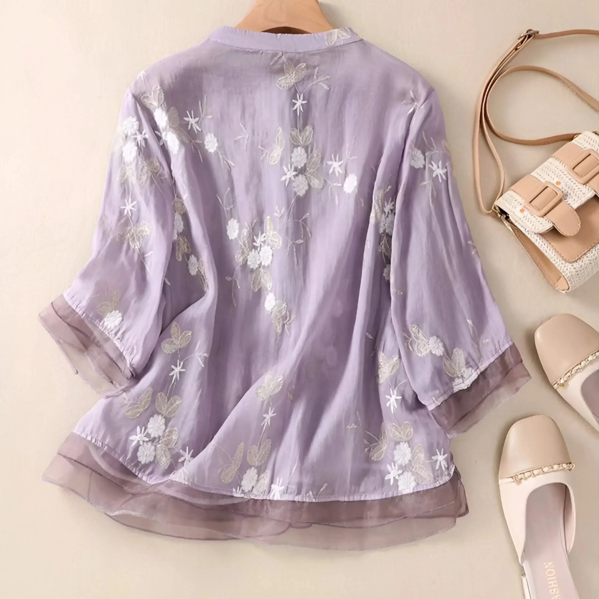 Ellmont London | Women's Relaxed Fit Cotton Summer Blouse with Embroidery
