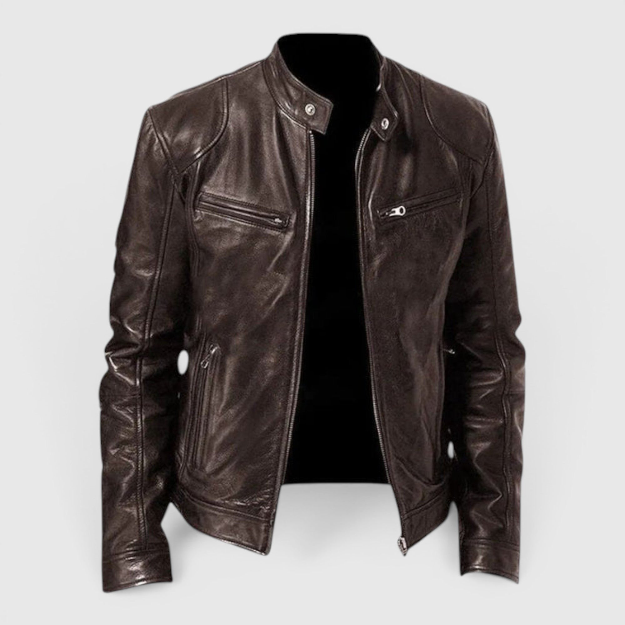 Simon | Men's Leather Jacket Premium Leather Zip Front Classic Fit