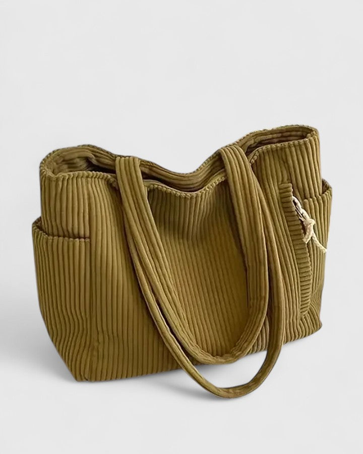 Elsie | Luxurious Ribbed Tote Bag With Cord Detail