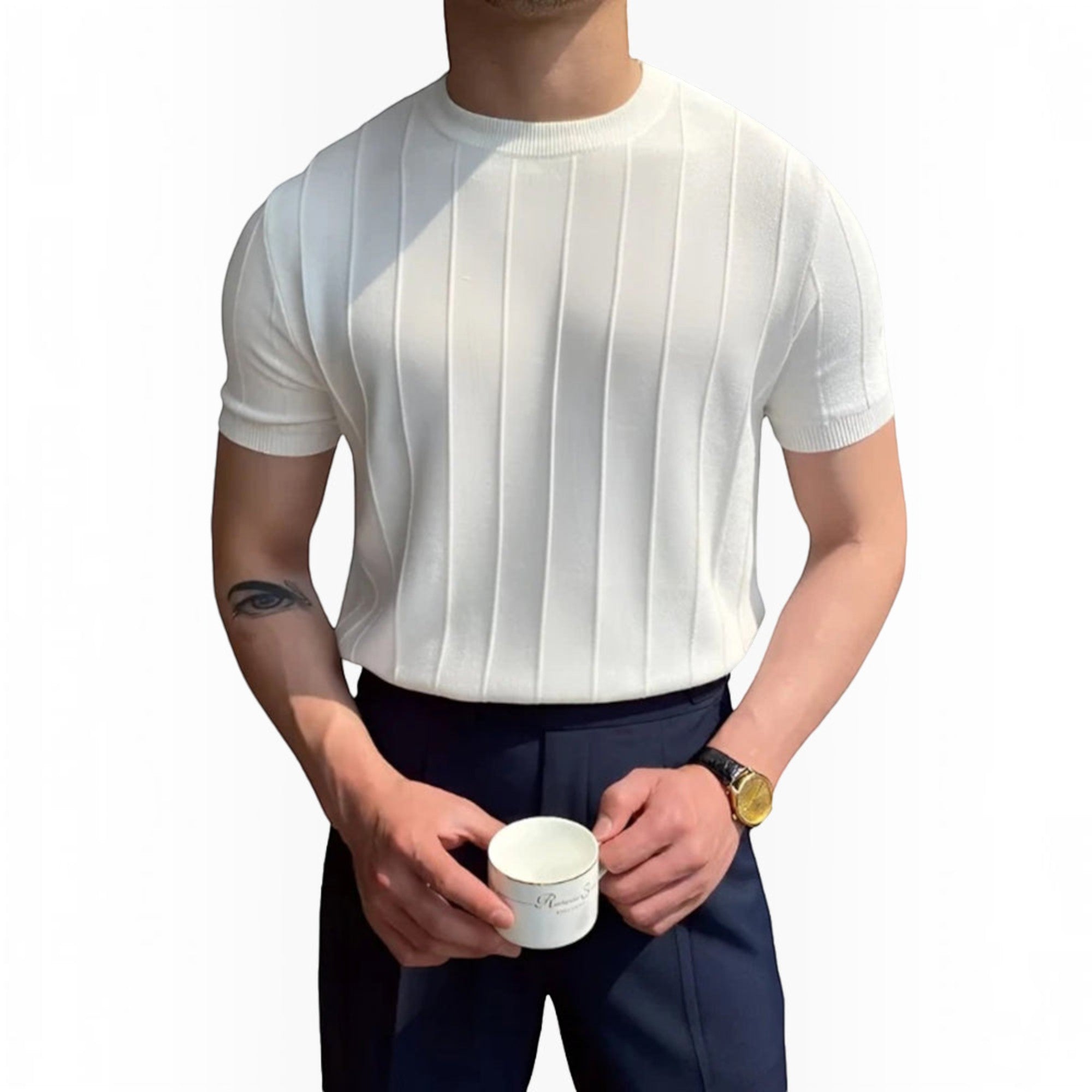 Ellmont London | Men's Breathable Ribbed T-Shirt – Lightweight Linen Blend