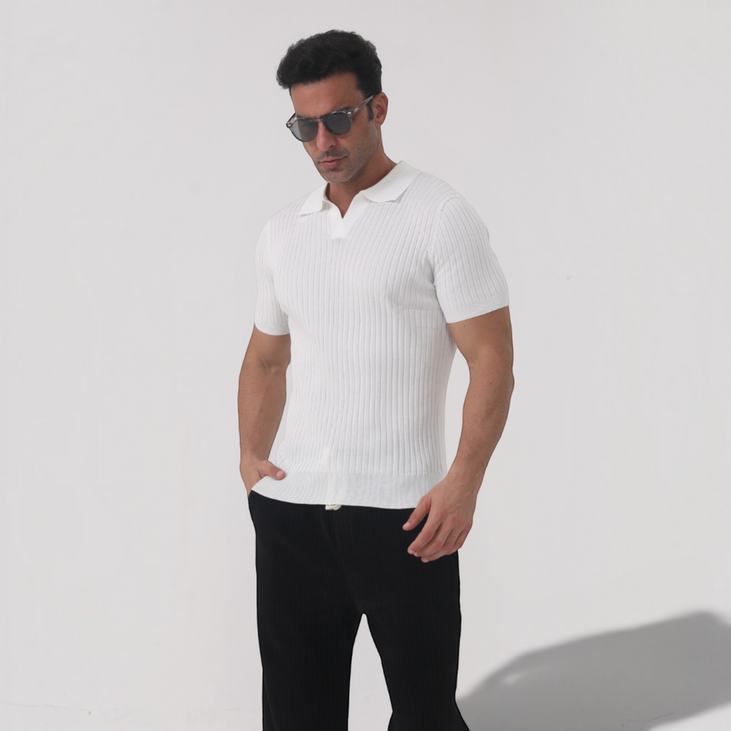 Ellmont London | Men's Lightweight Ribbed Cotton Polo Shirt