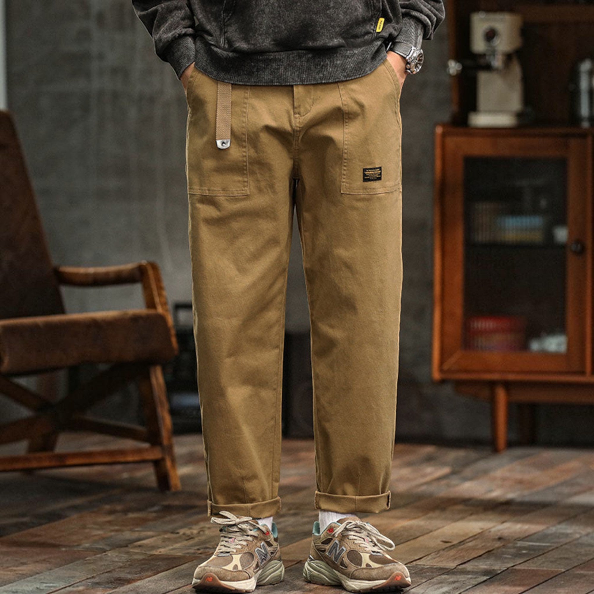 Hugo | Men's Cotton Cargo Pants Multi-Pocket Relaxed Work Casual Pants