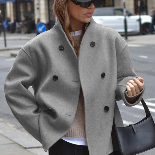 Alma | Cozy Long Sleeve Stand Collar Coat
