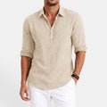 Ellmont London | Men's Relaxed Fit Casual Linen Summer Shirt with Popover Neckline