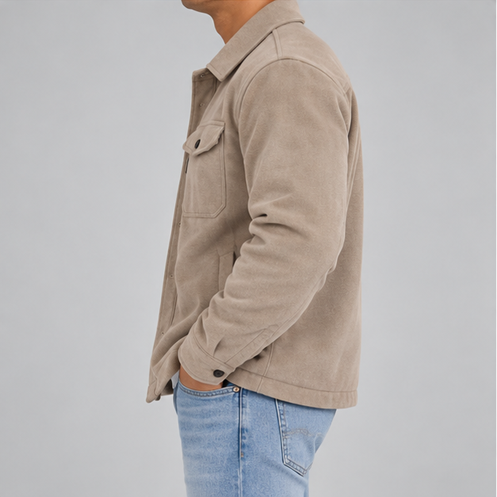 Men’s Overshirt Jacket – Casual Button-Up Shirt Jacket with Utility Pockets