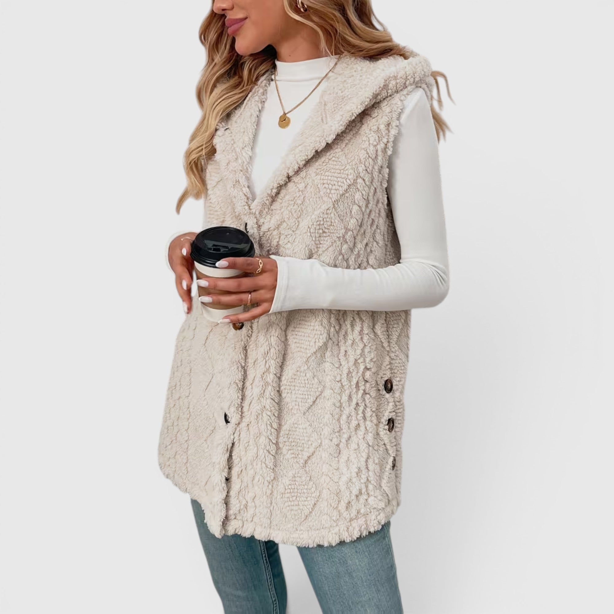Ellmont London | Women's Warm Vest Button Front Hooded Outerwear