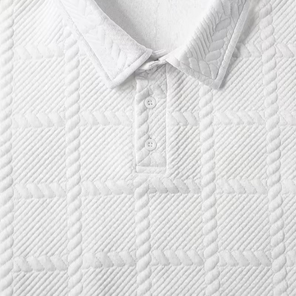 Lewis | Men's Textured Polo Shirt Casual Knit Long Sleeve for Daily Wear