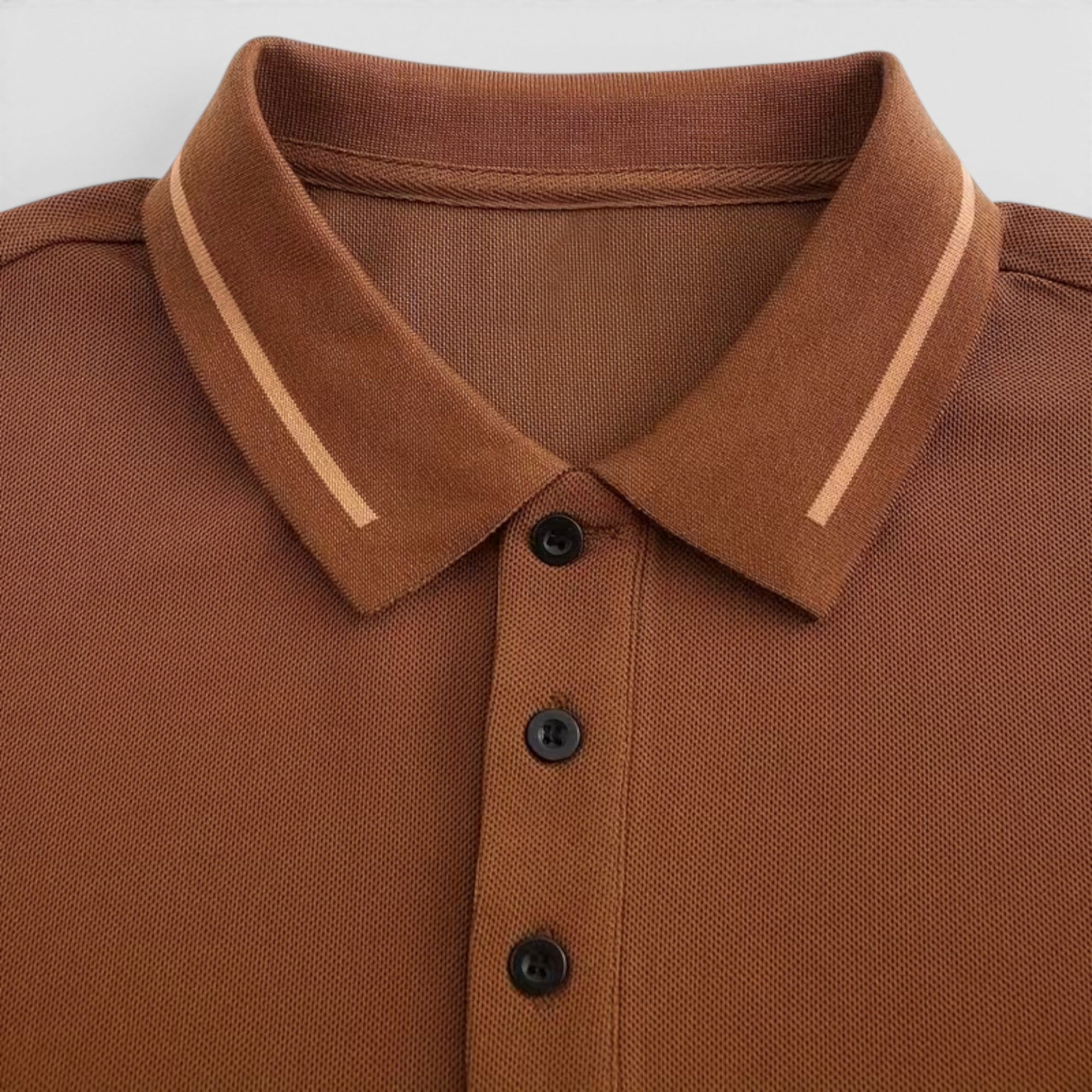 Isaac | Men's Casual Polo Shirt Long Sleeve Rib-Knit Everyday Wear