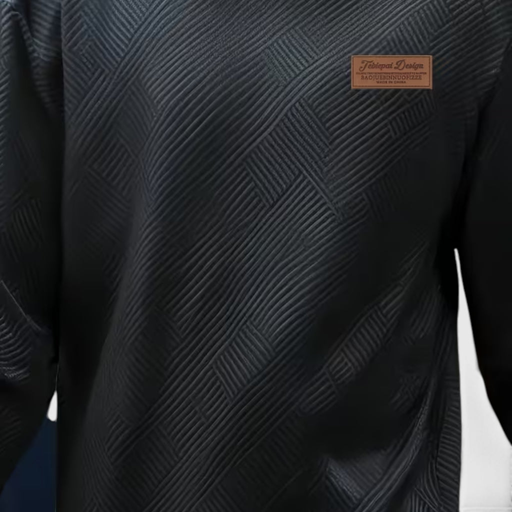 Nathan | Men's Casual Jacquard Sweatshirt – Long Sleeve Crew Neck Sweater