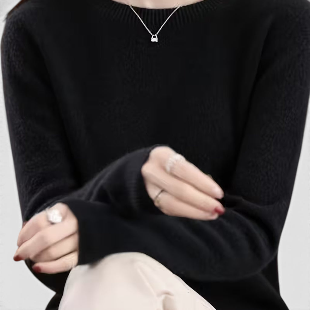 Juno | Women's Crewneck Sweater – Casual Loose Fit Everyday Knit Top