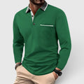 Ellmont London | Men's Long Sleeve Polo Shirt Contrast Collar Regular Fit Button Up