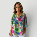 Ellmont London | Women’s Comfortable 3/4 Sleeve Floral Button Blouse