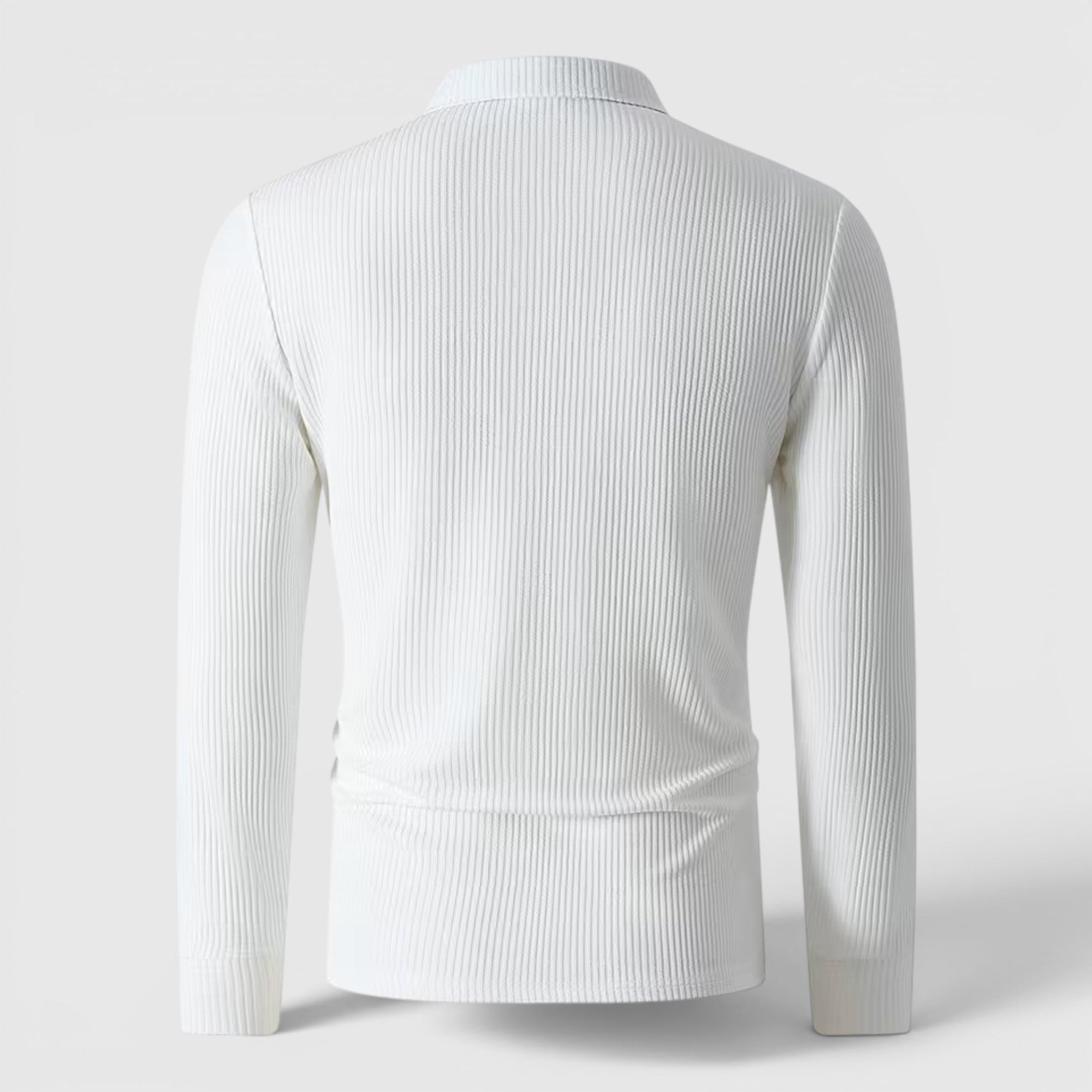 Jonah | Men's Zip Up Polo Shirt Long Sleeve Ribbed Knit Casual Top