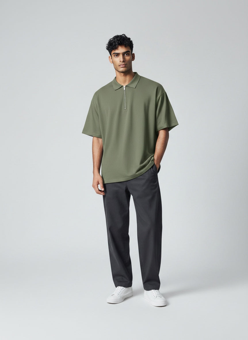 Ellmont London | Men’s Lightweight Zip Polo Shirt Everyday Style