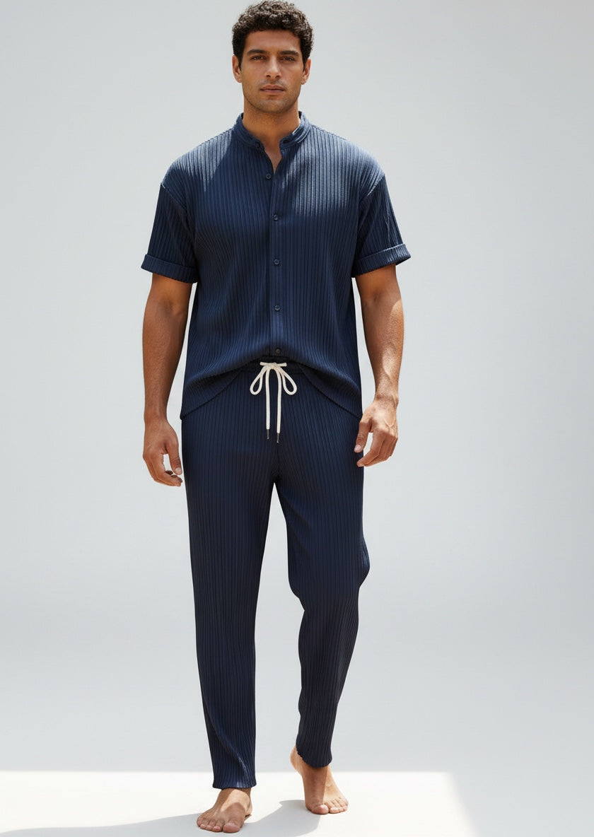 Ellmont London | Men’s Summer 2 Piece Set Casual Shirt and Drawstring Pants