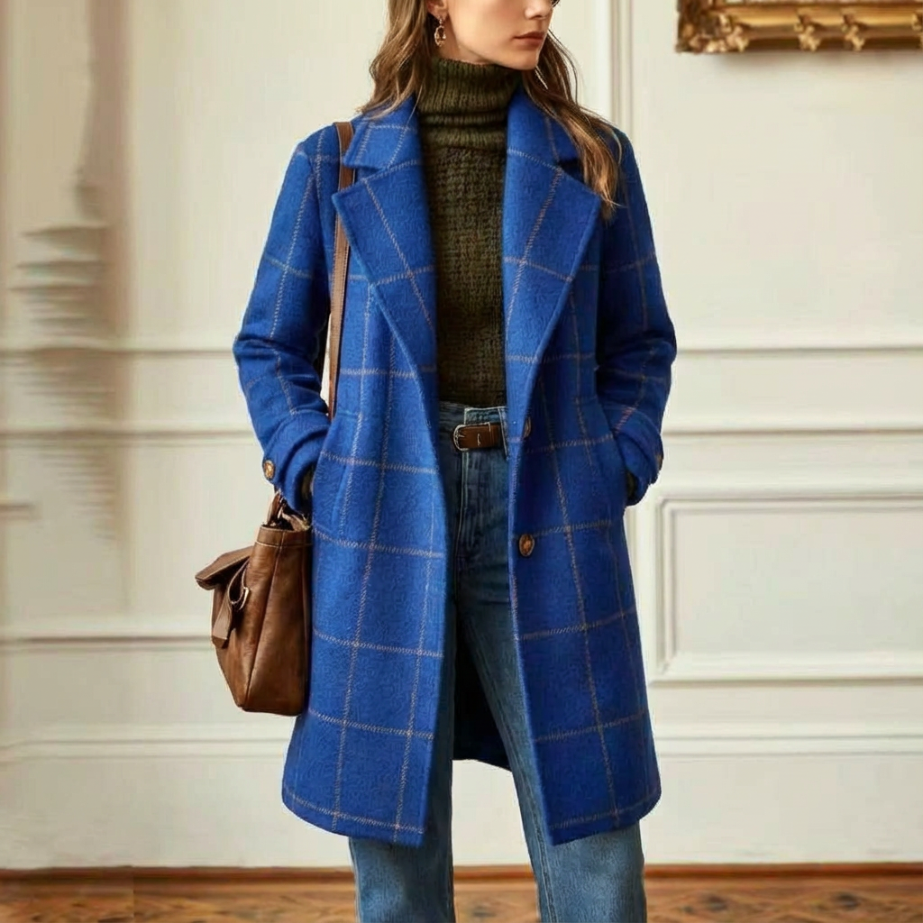 Women's Wool Check Coat