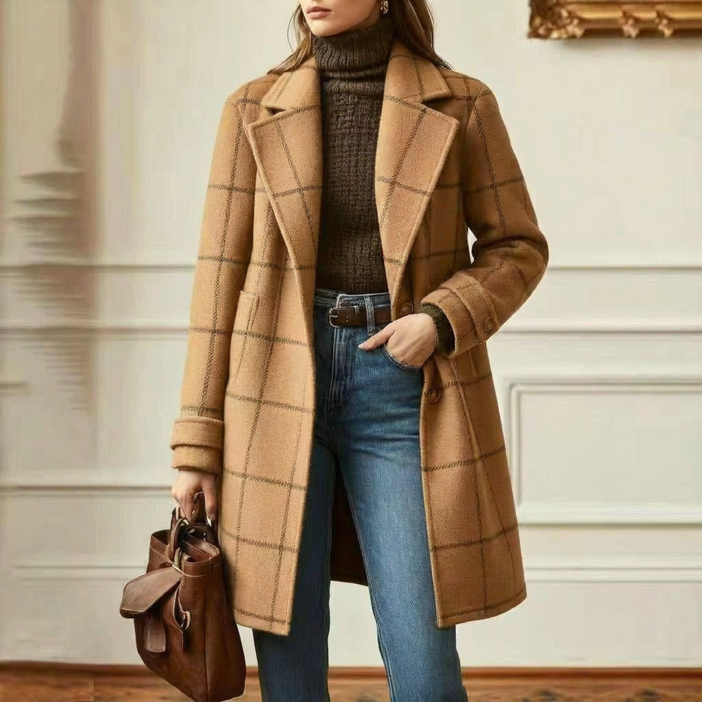 Women's Wool Check Coat