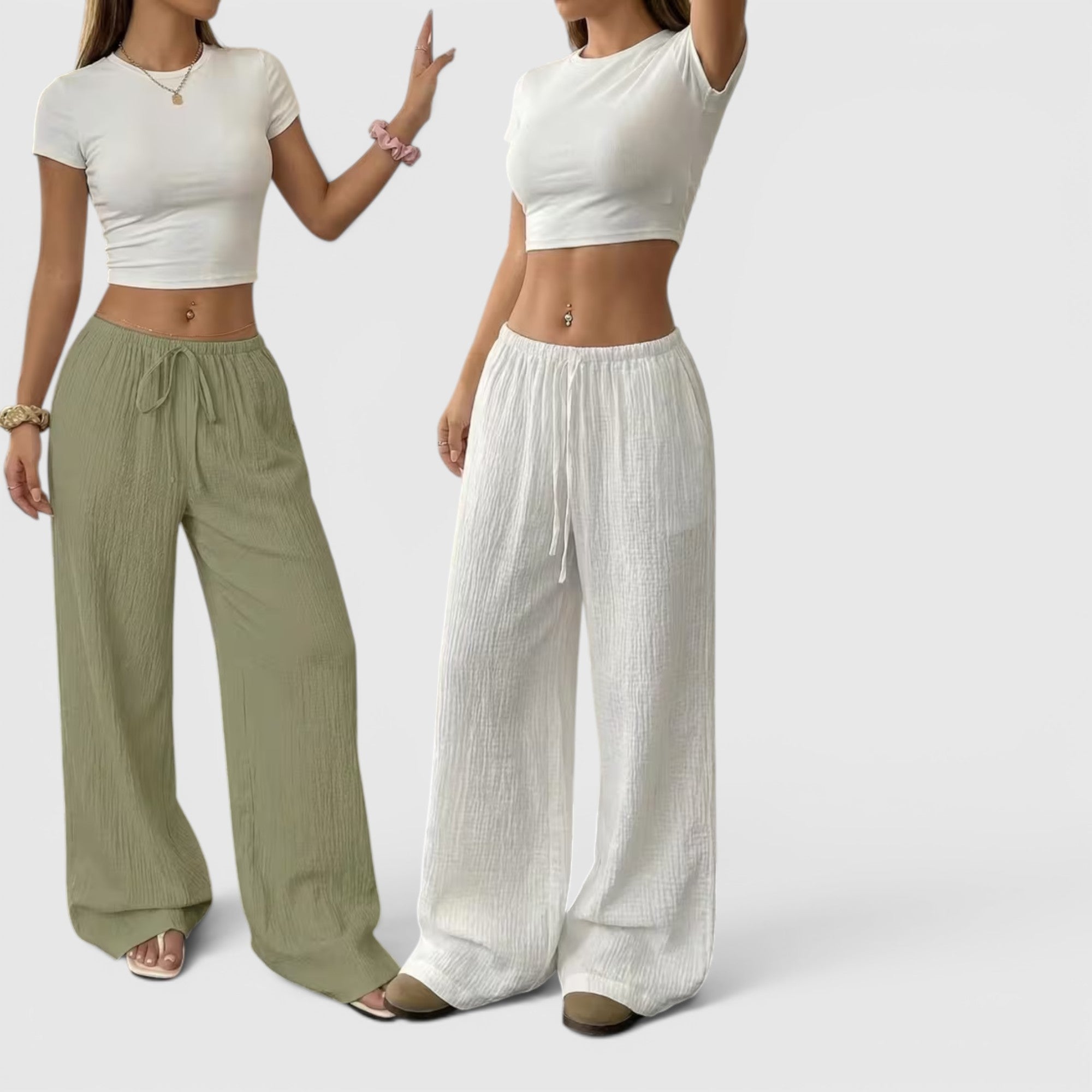 Greta | Women's Loose Straight Leg Trouser Set Lightweight Casual Outfit