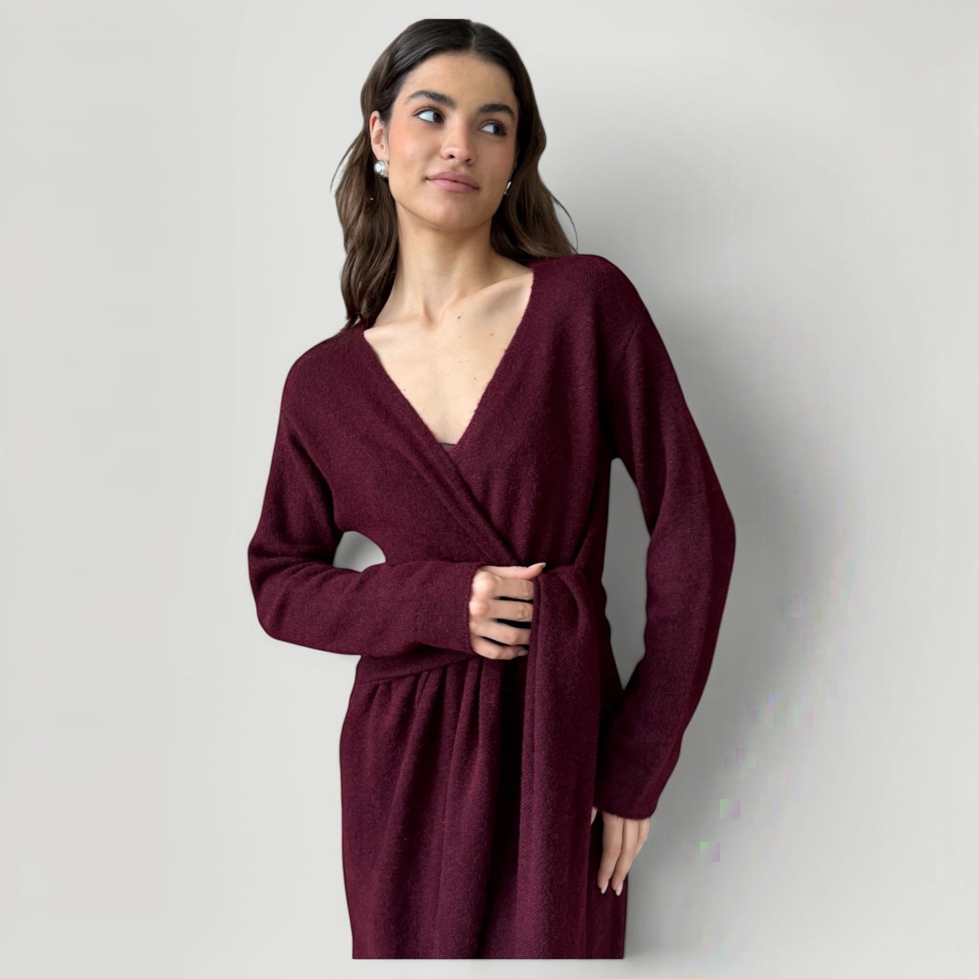 Ellmont London | Women’s Adjustable Tie Waist Lounge Elegant Wrap Dress