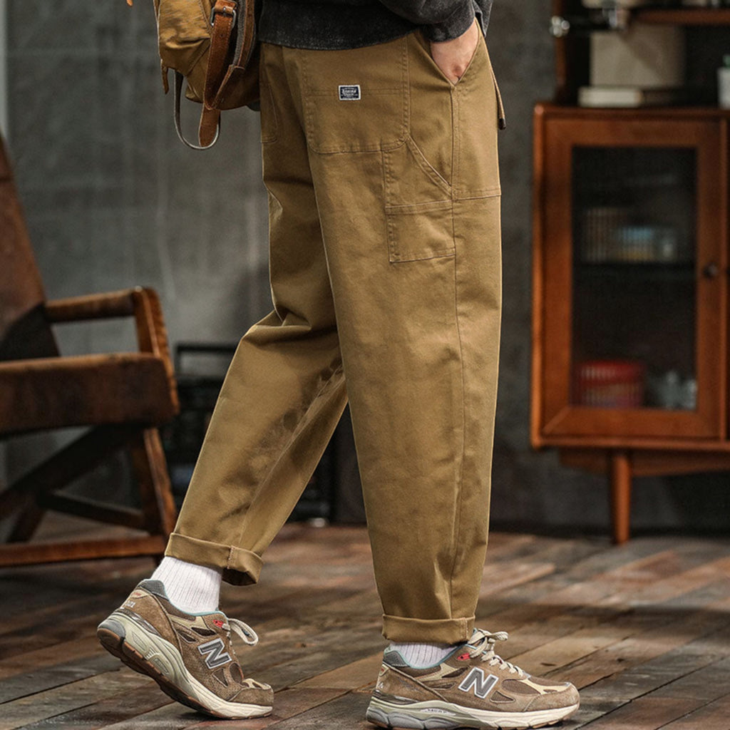 Hugo | Men's Cotton Cargo Pants Multi-Pocket Relaxed Work Casual Pants