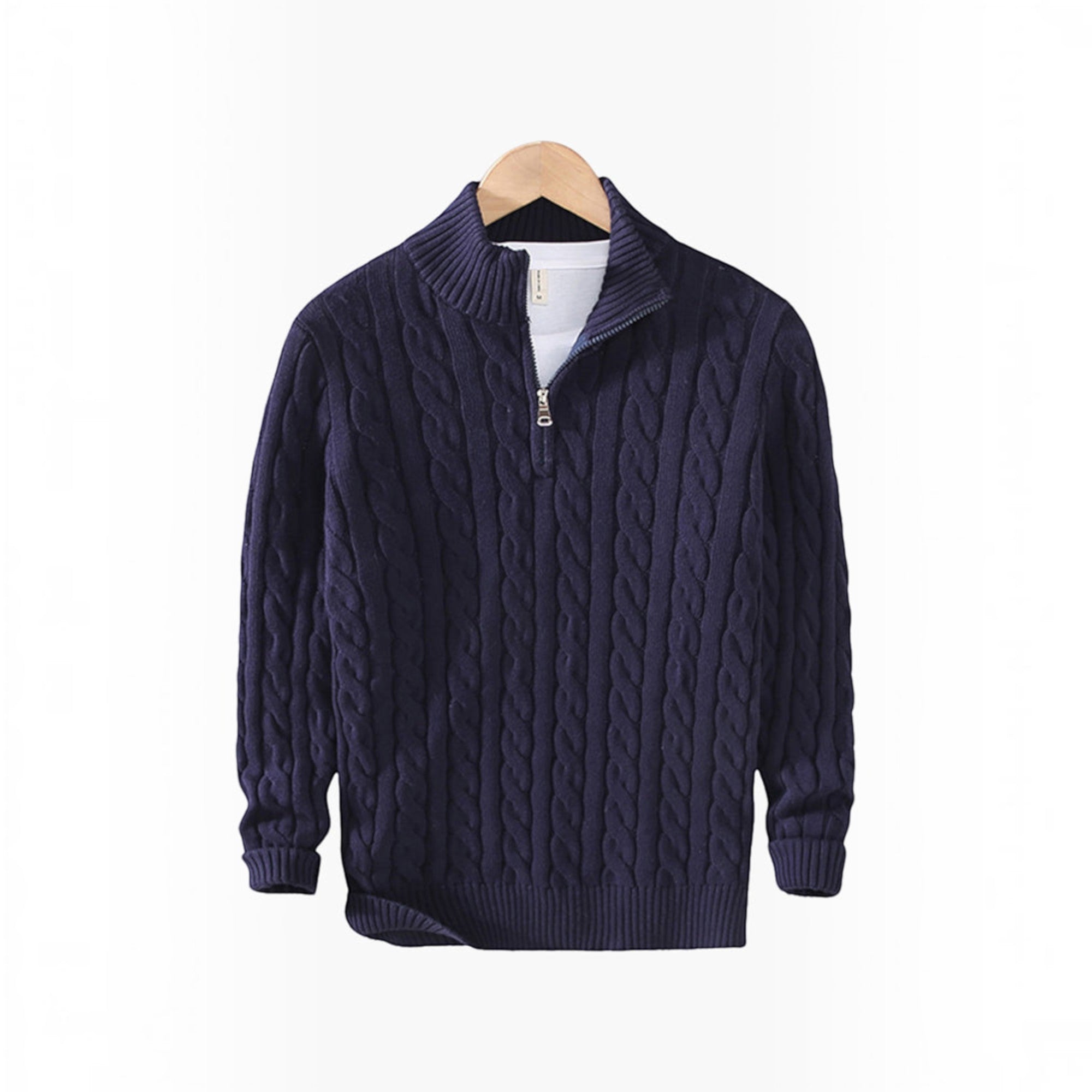Tristan | Men's Cotton Cable Knit Sweater Half Zip Classic Fit
