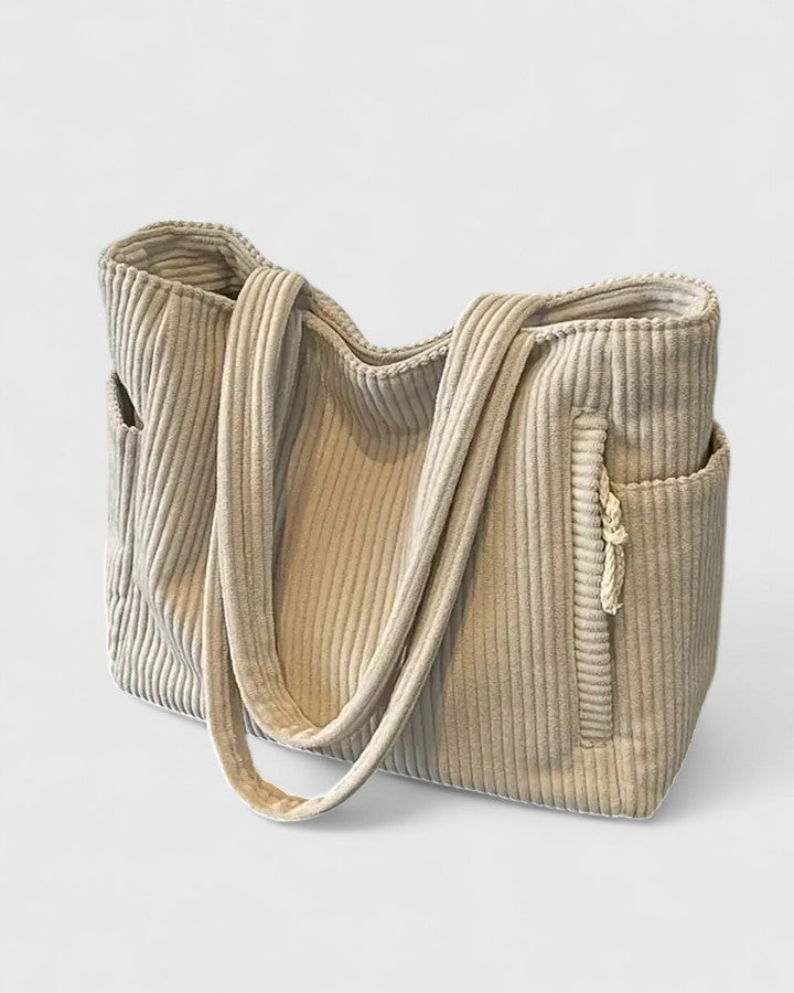Elsie | Luxurious Ribbed Tote Bag With Cord Detail