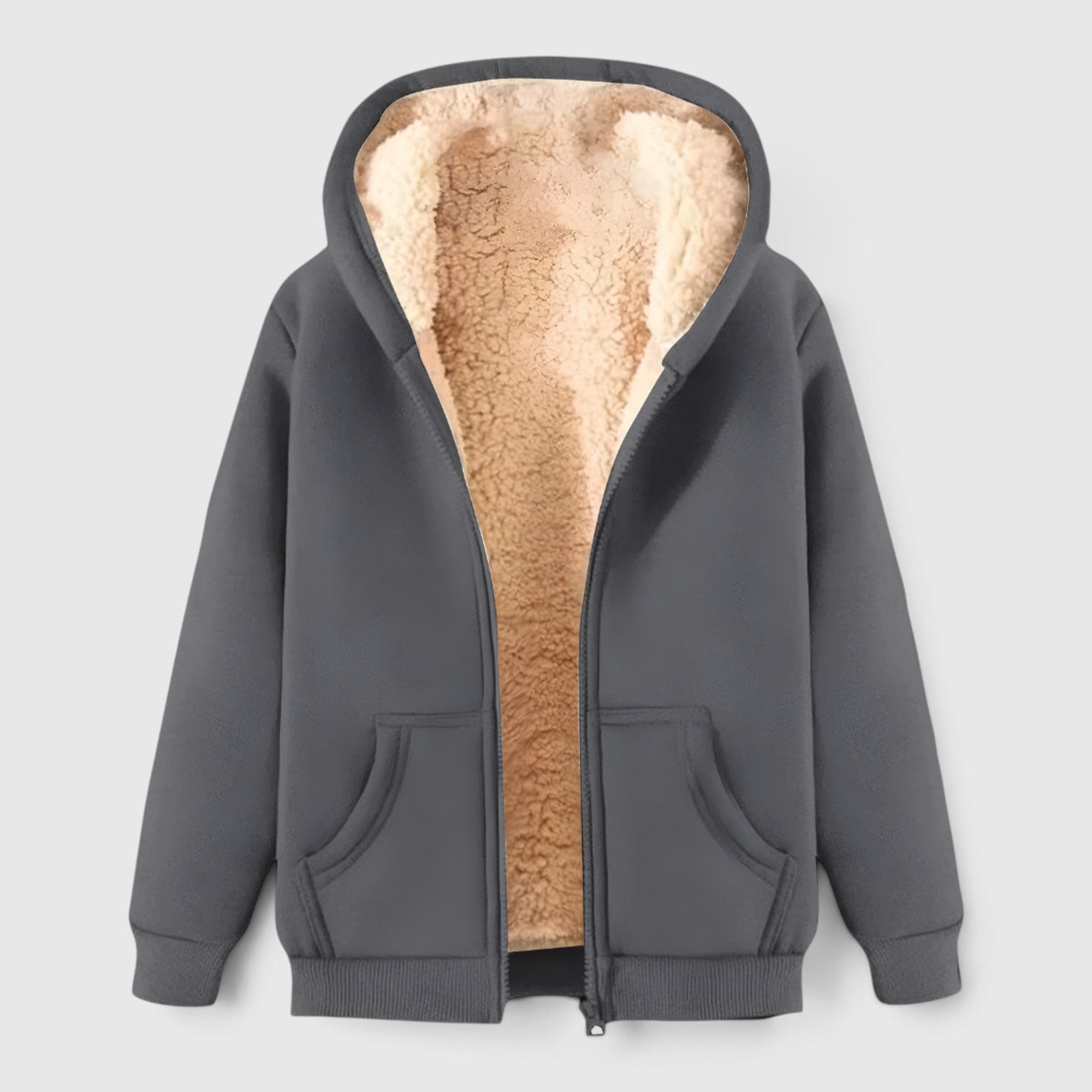 Marcus | Men's Zip-Up Fleece Lined Hoodie – Casual Winter Jacket