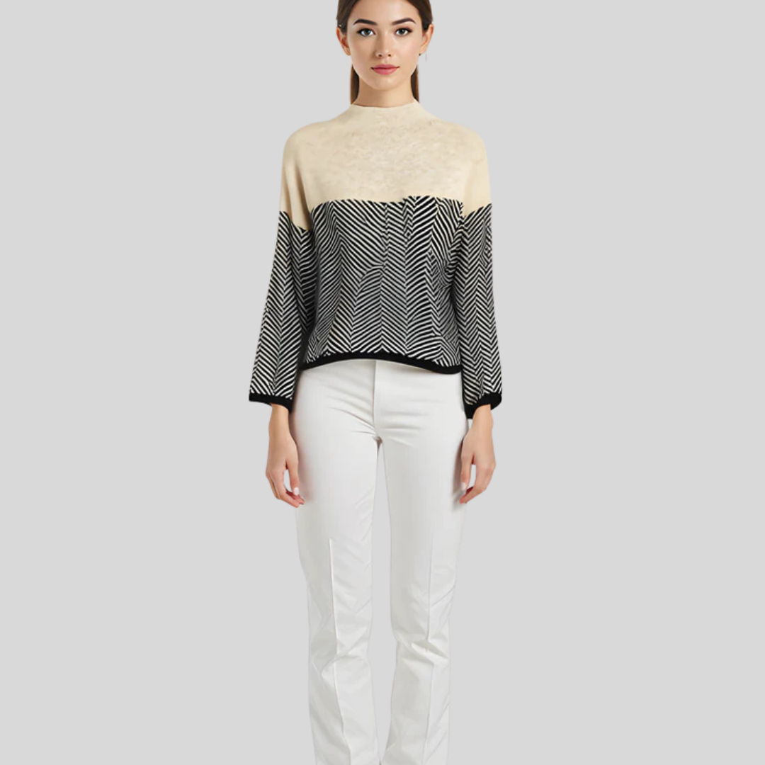 Flora | Two-Tone High-Neck Pullover