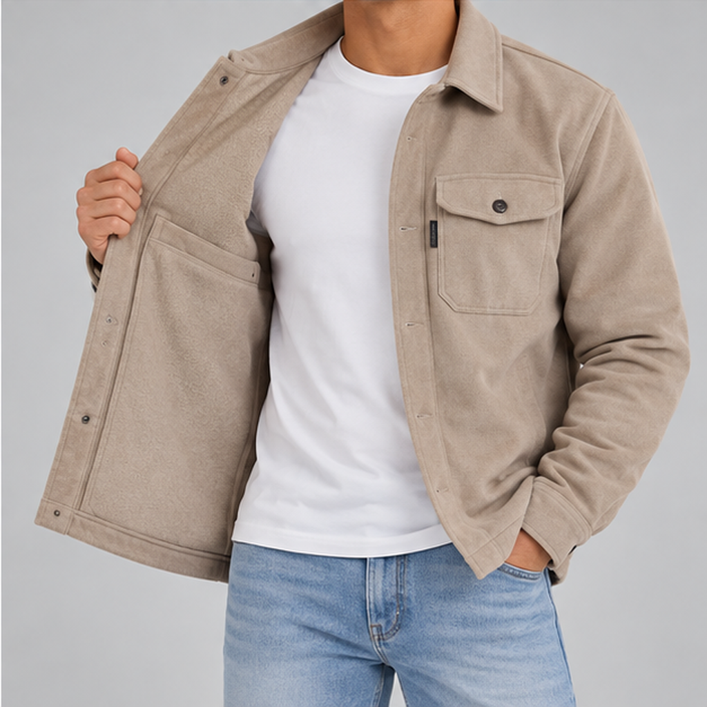 Men’s Overshirt Jacket – Casual Button-Up Shirt Jacket with Utility Pockets