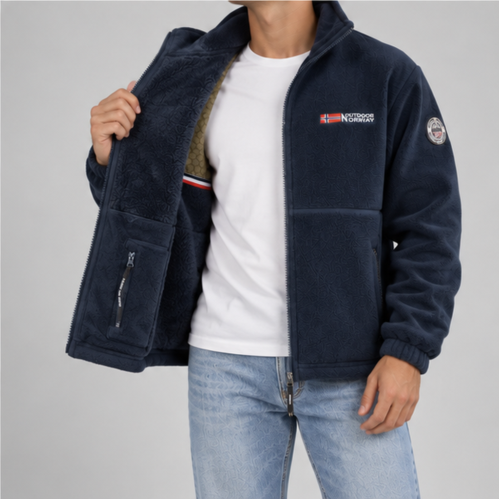 Men’s Fleece Jacket – Full-Zip Fleece Jacket with Stand-Up Collar