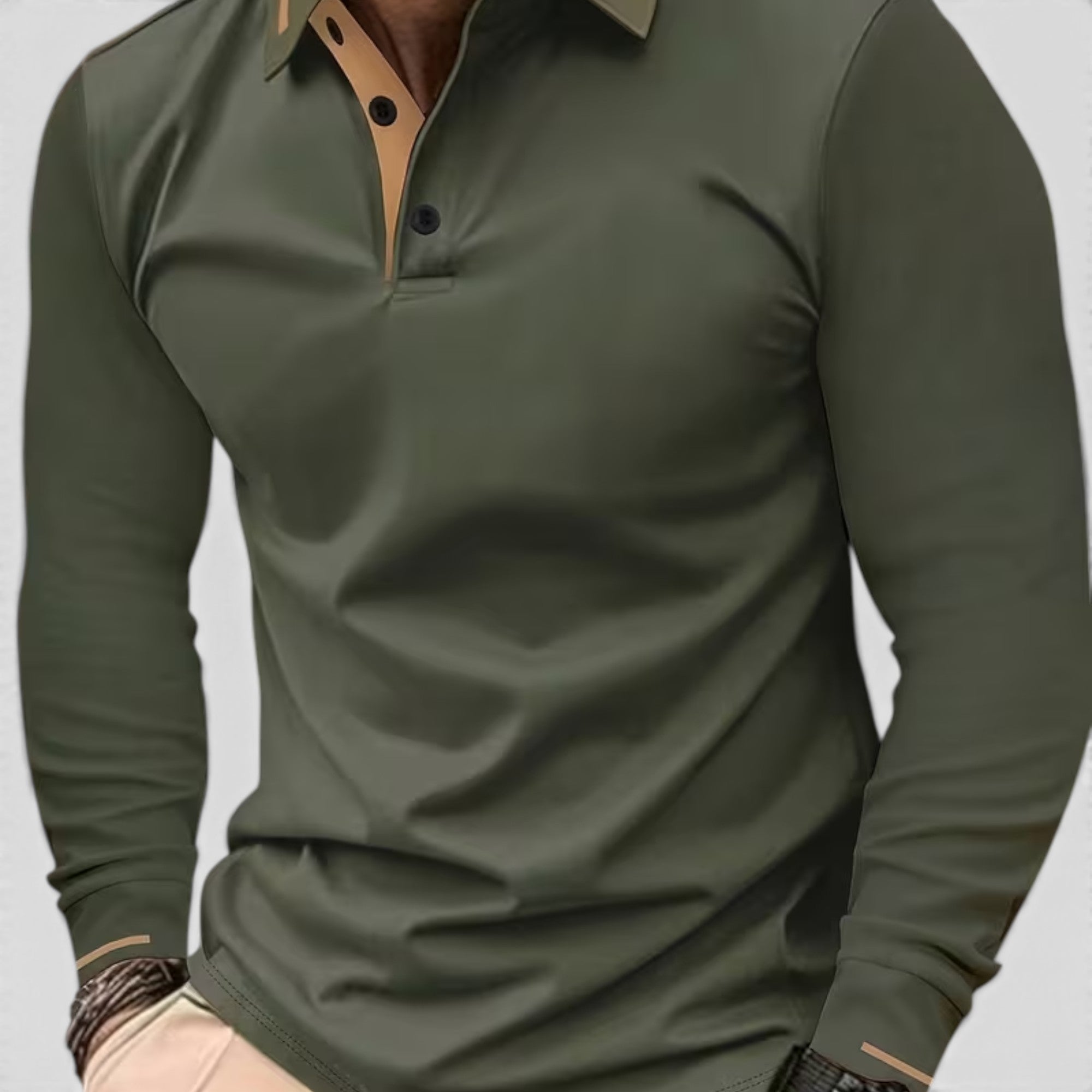 Isaac | Men's Casual Polo Shirt Long Sleeve Rib-Knit Everyday Wear