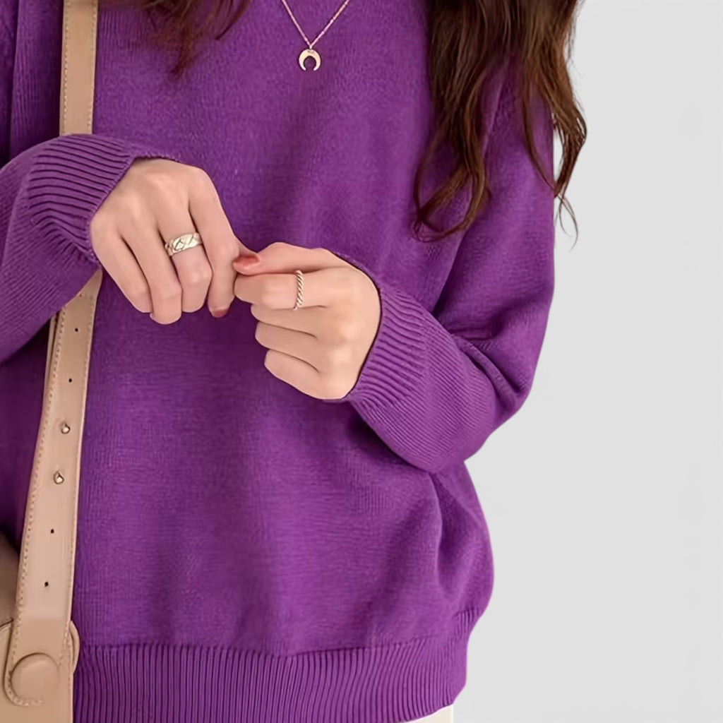 Juno | Women's Crewneck Sweater – Casual Loose Fit Everyday Knit Top