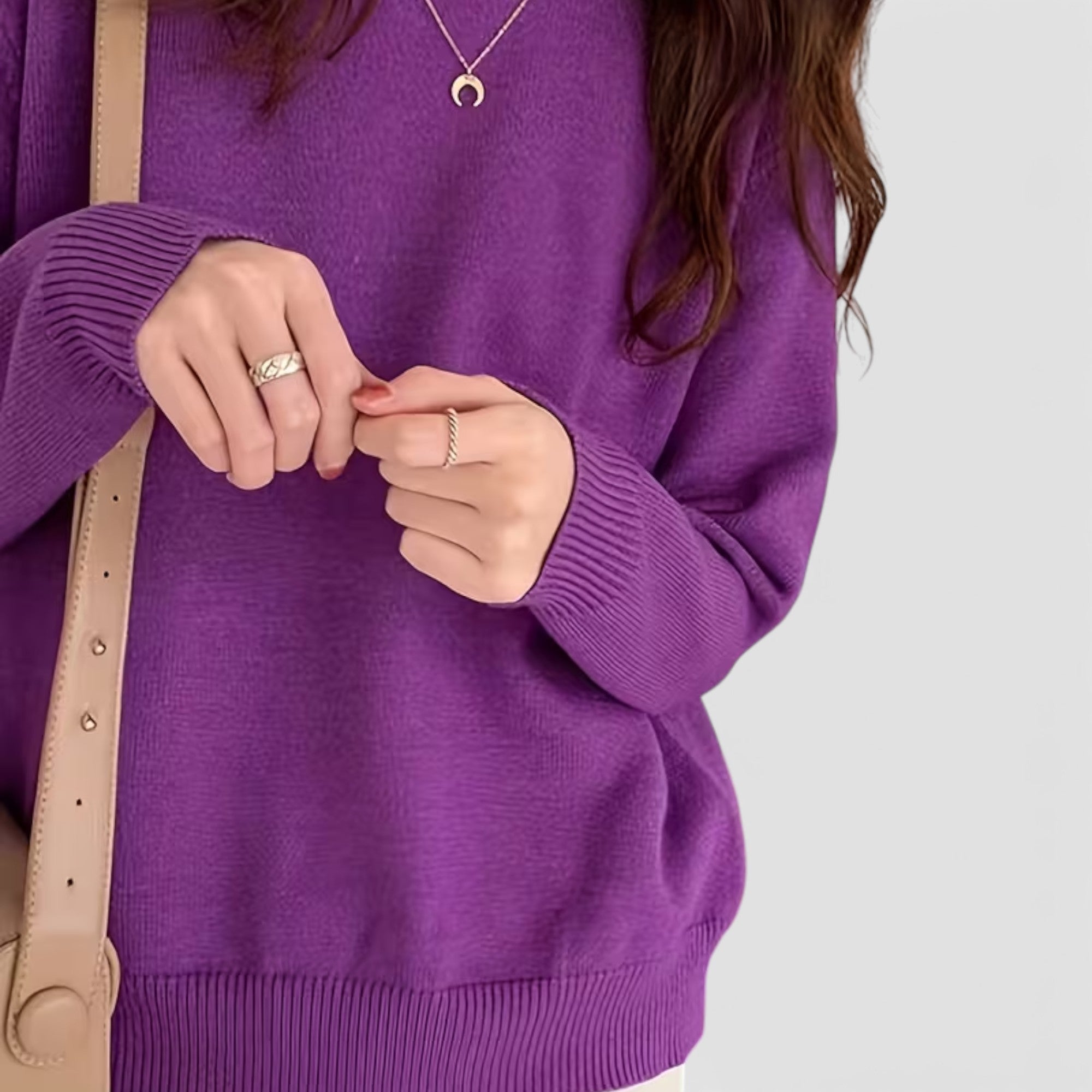 Juno | Women's Crewneck Sweater – Casual Loose Fit Everyday Knit Top