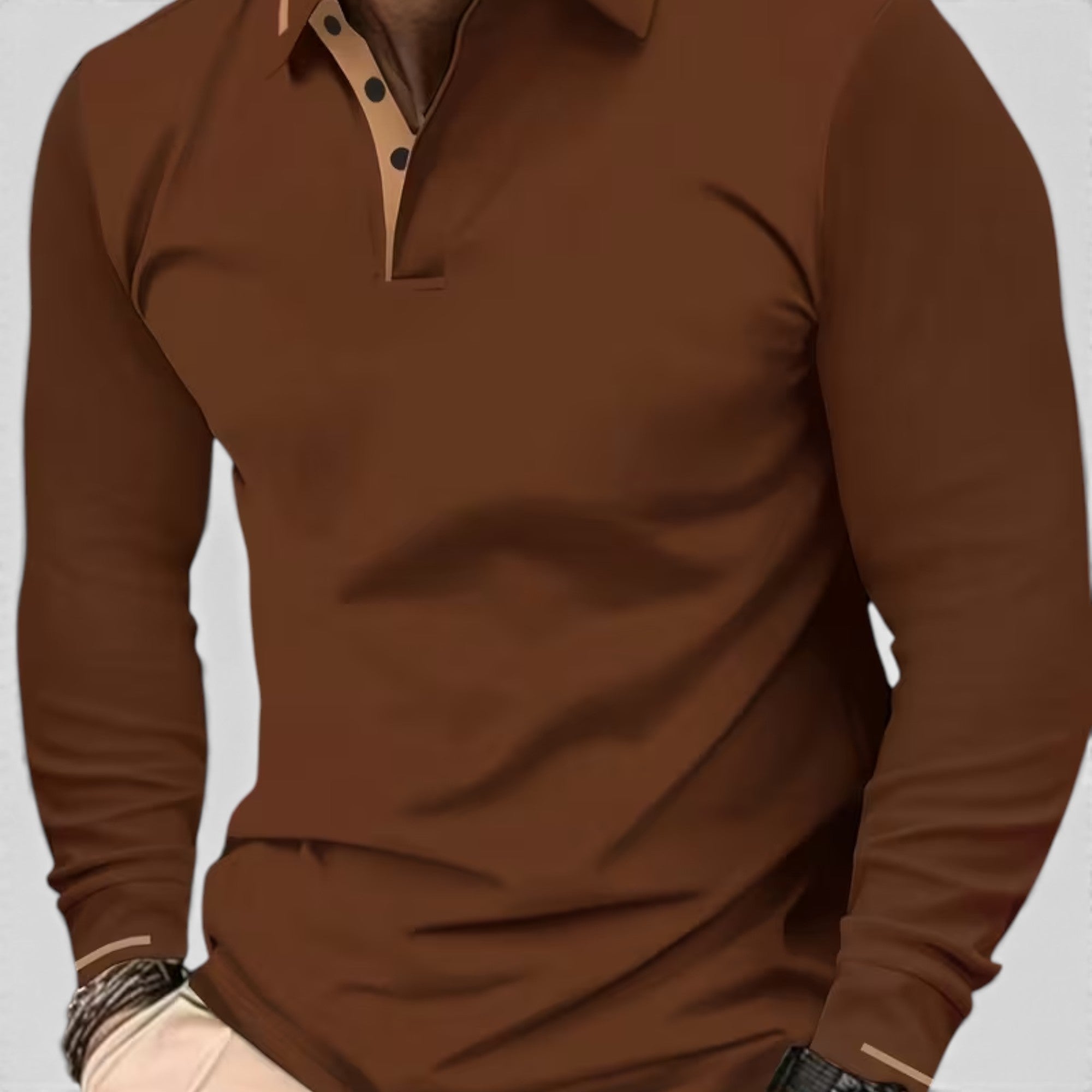Isaac | Men's Casual Polo Shirt Long Sleeve Rib-Knit Everyday Wear