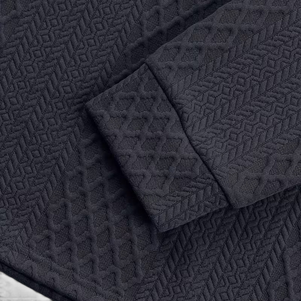 Karl | Men's Long Sleeve Jacquard Polo Shirt Crewneck Sweater Look