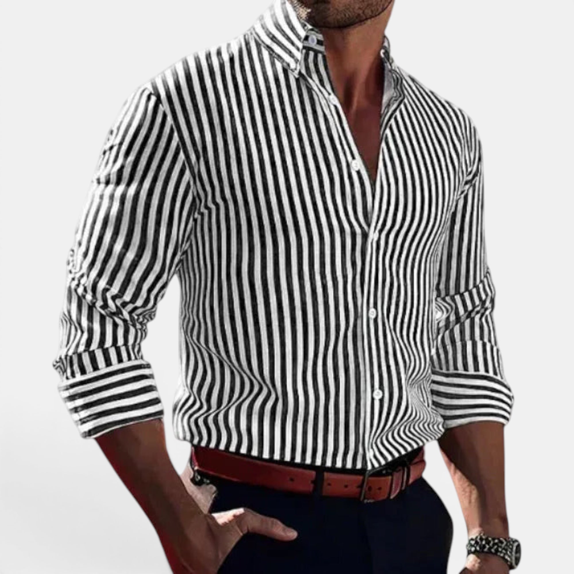 Ellmont London | Men's Summer Top Everyday Striped Button Down Shirt