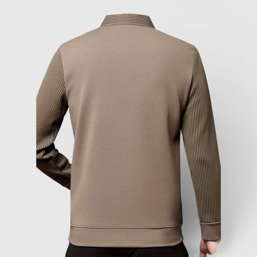 Ellmont London | Men's V-Neck Sweater Faux Two-Piece Polo Shirt for Everyday Wear