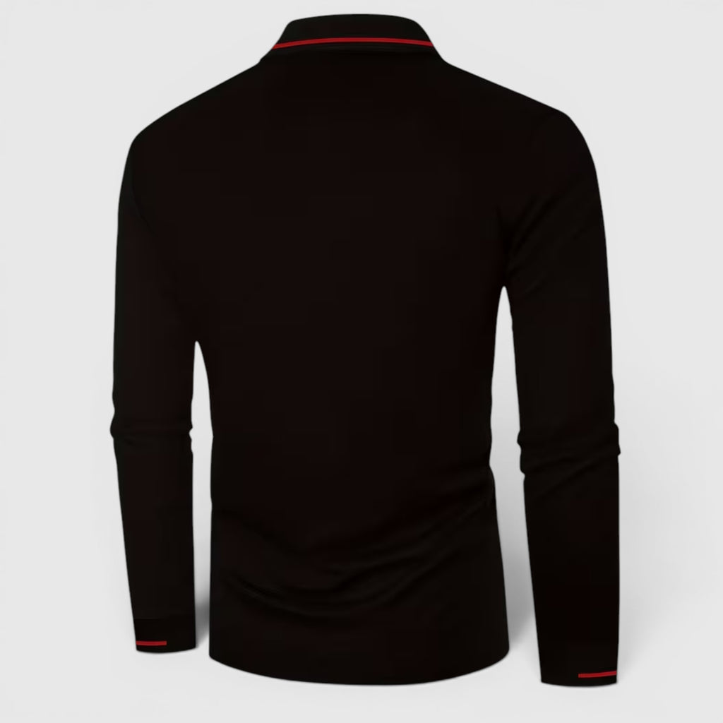 Isaac | Men's Casual Polo Shirt Long Sleeve Rib-Knit Everyday Wear