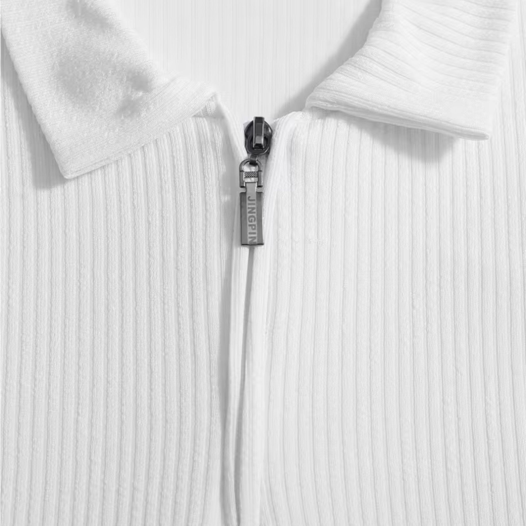 Jonah | Men's Zip Up Polo Shirt Long Sleeve Ribbed Knit Casual Top