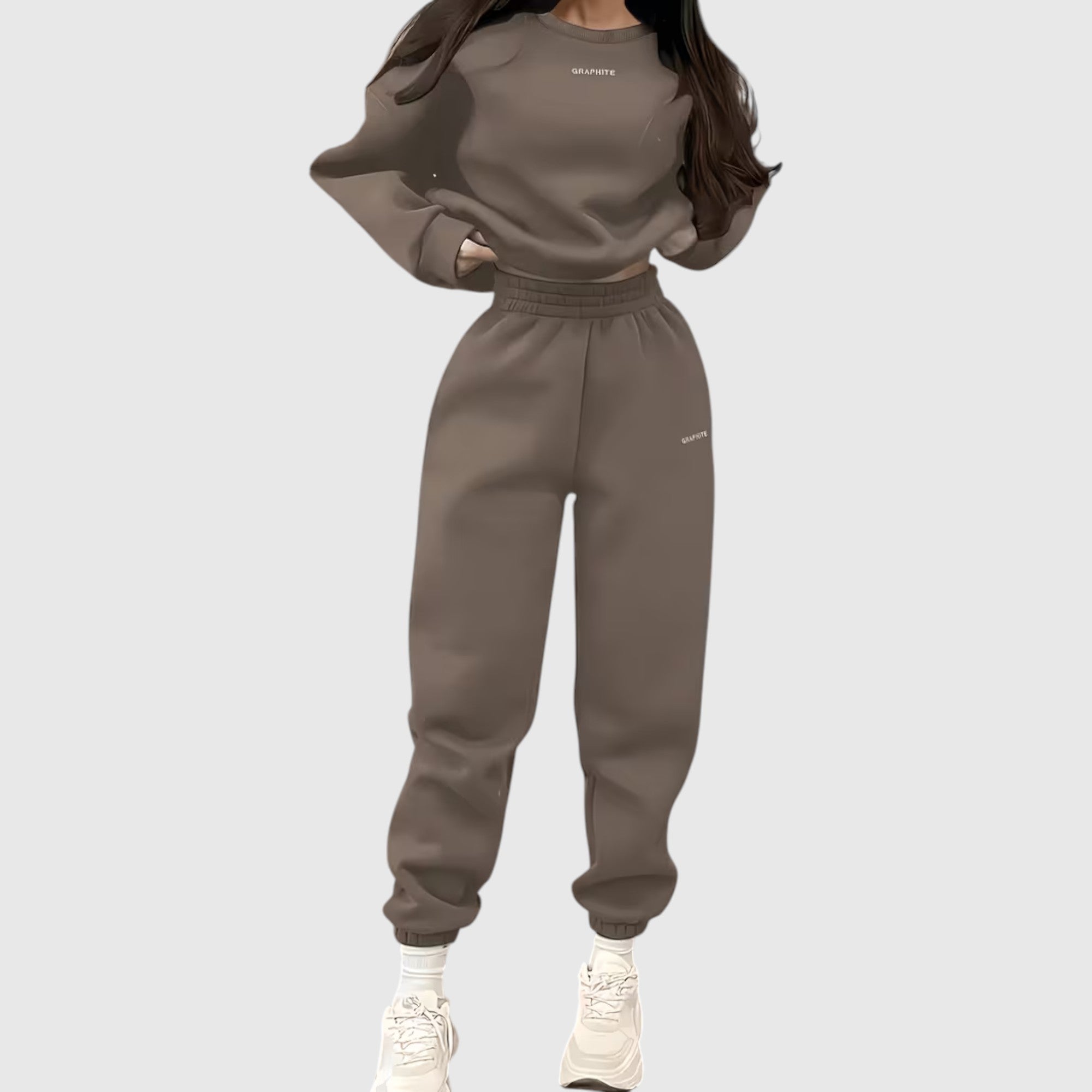 Hazel | Women's Loose Fit Embroidered Tracksuit Two-Piece Lounge Set