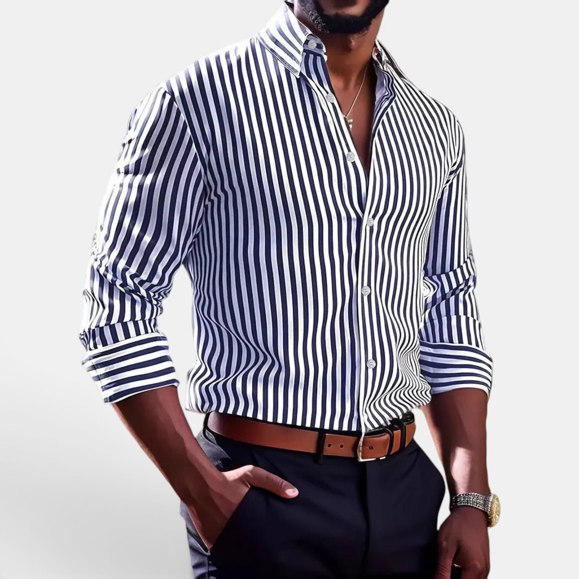 Ellmont London | Men's Summer Top Everyday Striped Button Down Shirt
