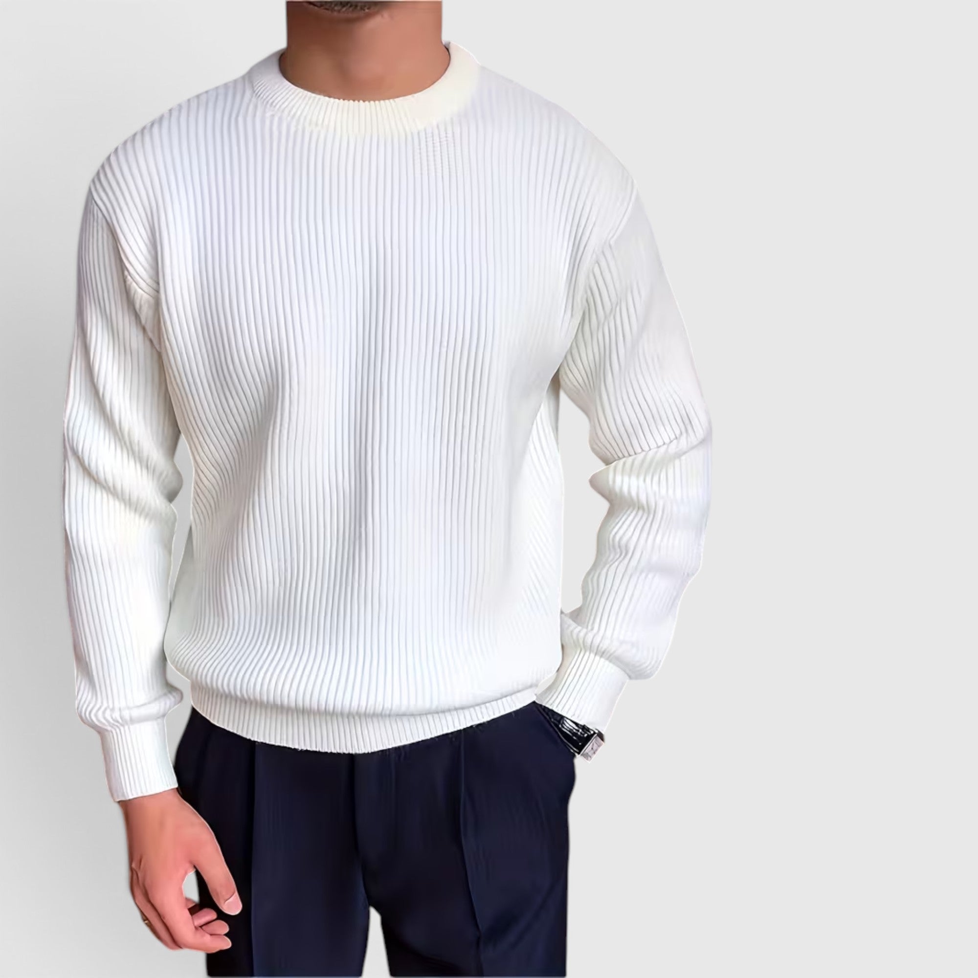 Liam | Men's Crewneck Sweater Loose Fit Everyday Knit Sweatshirt