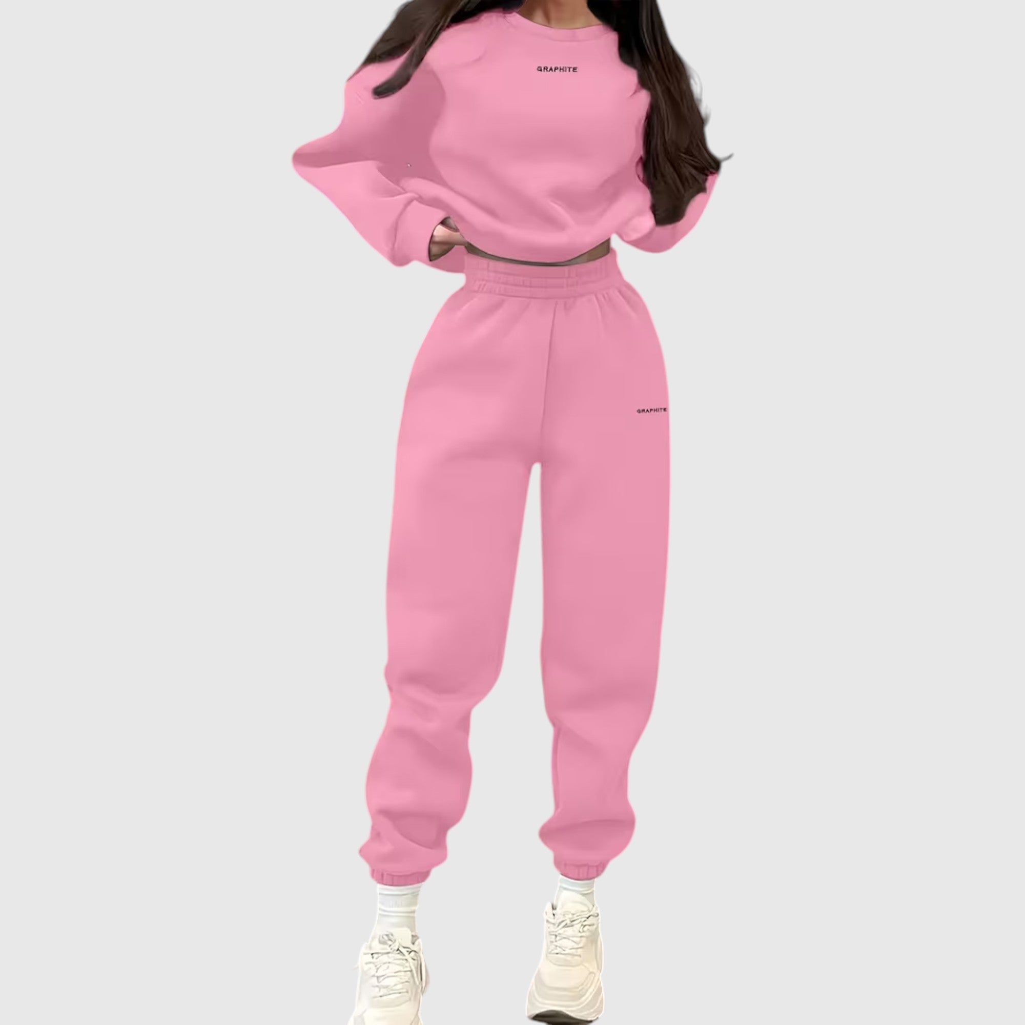 Hazel | Women's Loose Fit Embroidered Tracksuit Two-Piece Lounge Set