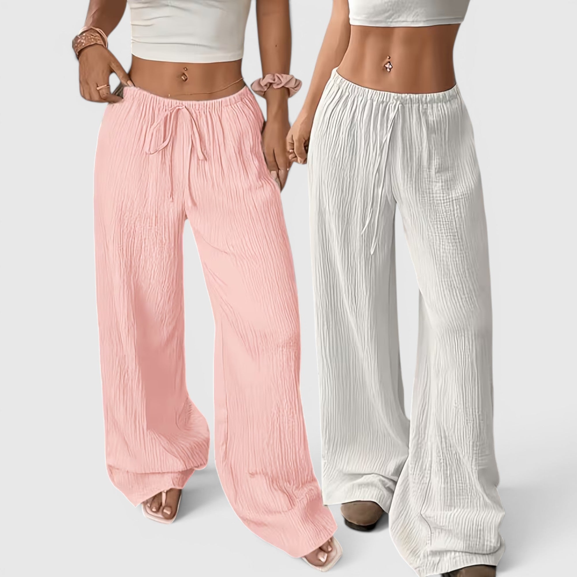 Greta | Women's Loose Straight Leg Trouser Set Lightweight Casual Outfit