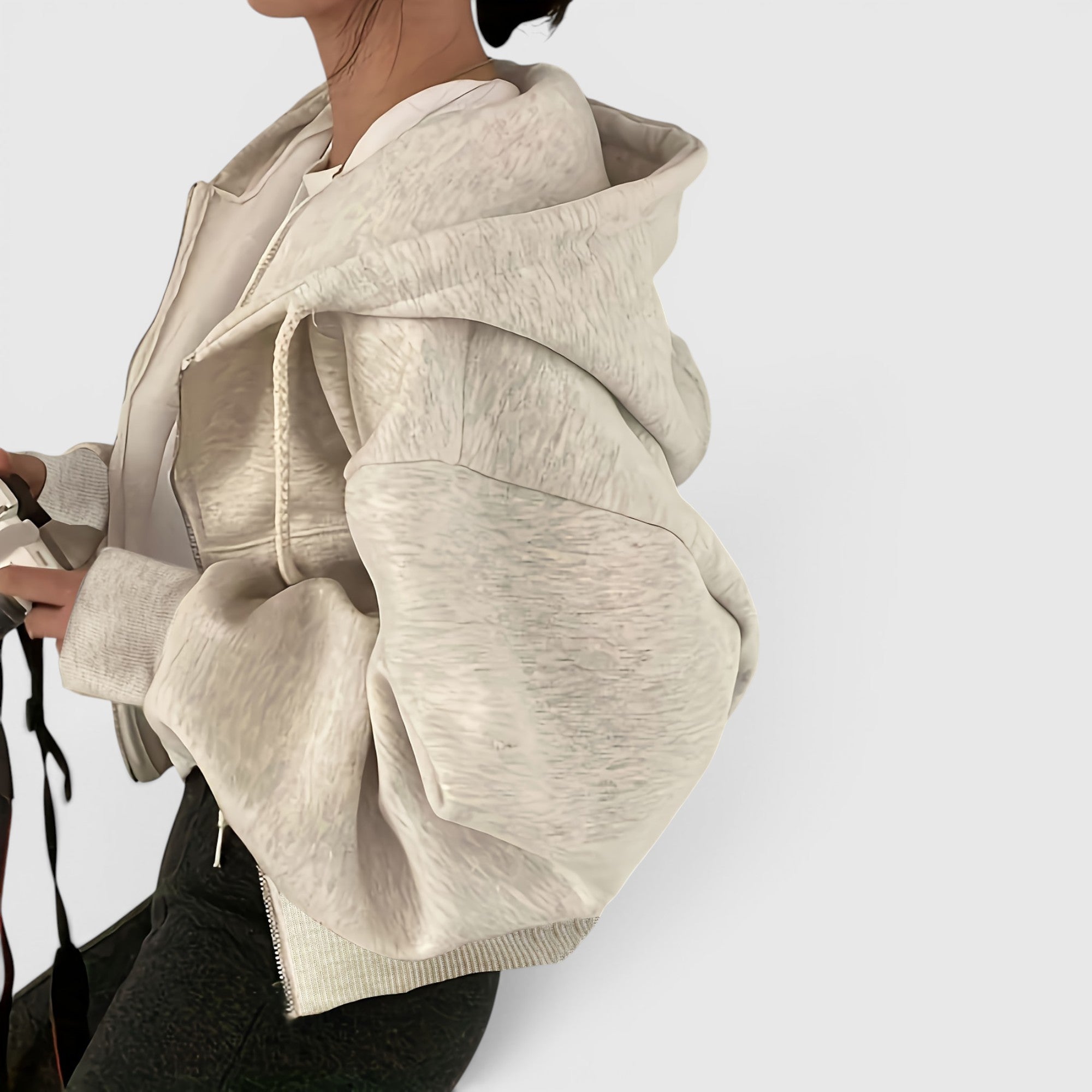 Ellmont London | Women's Hooded Vest Bat Sleeve Cardigan Casual Zip Jacket