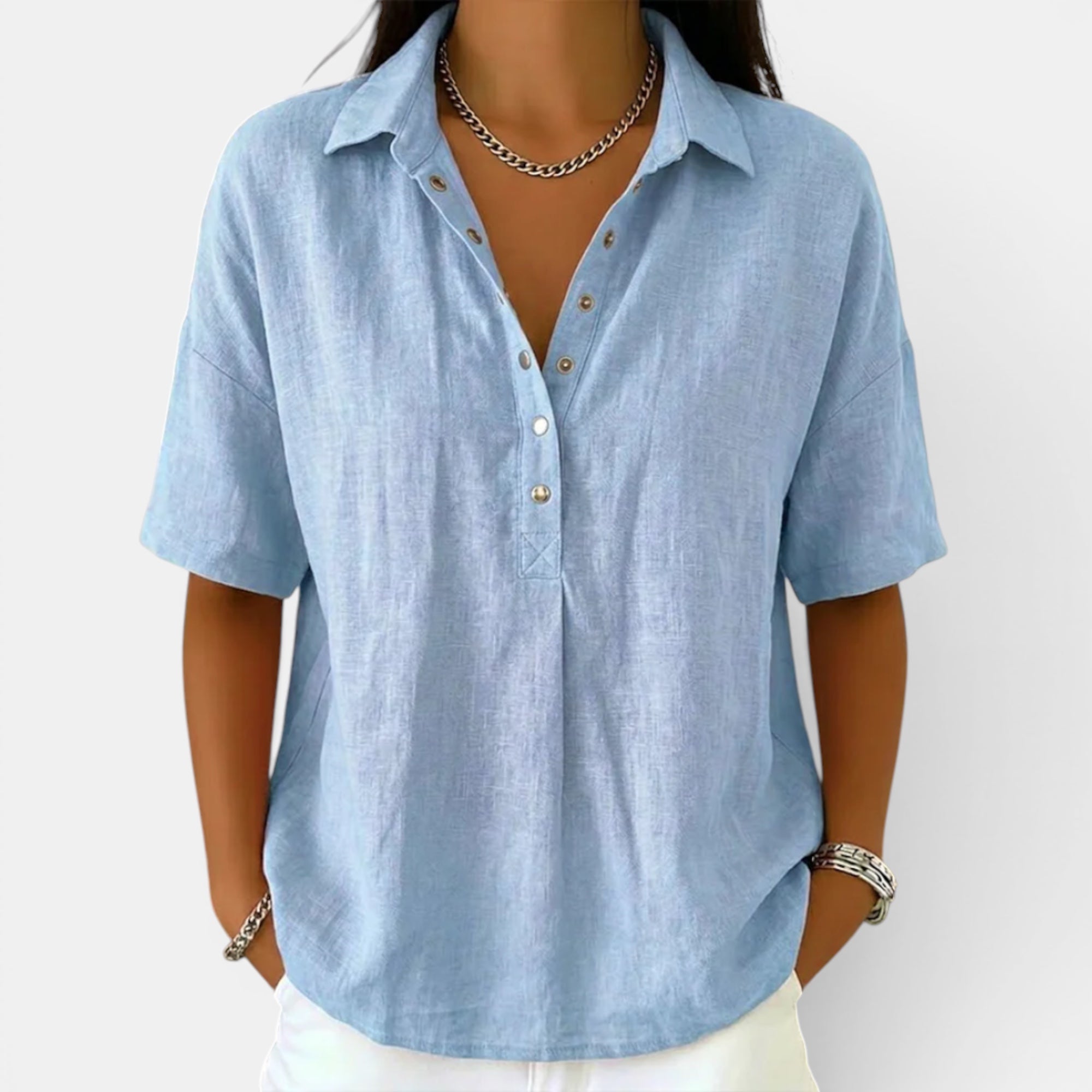 Ellmont London | Women's Comfortable Short Sleeve V Neck Blouse