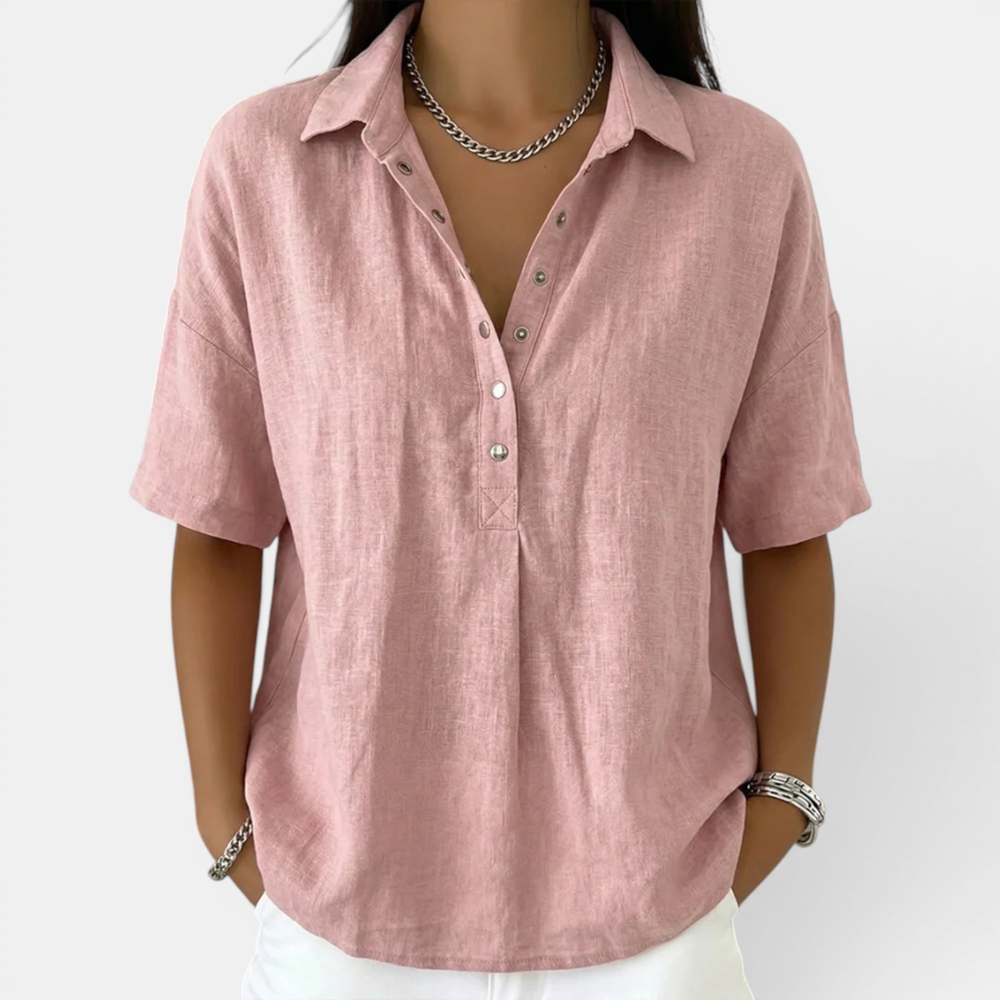 Ellmont London | Women's Comfortable Short Sleeve V Neck Blouse