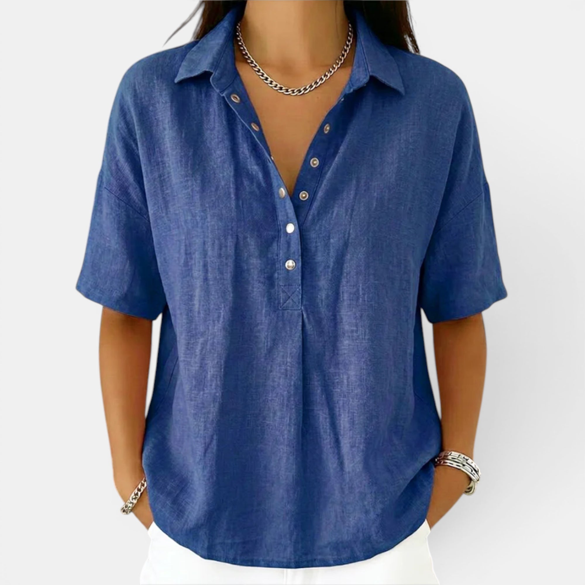 Ellmont London | Women's Comfortable Short Sleeve V Neck Blouse
