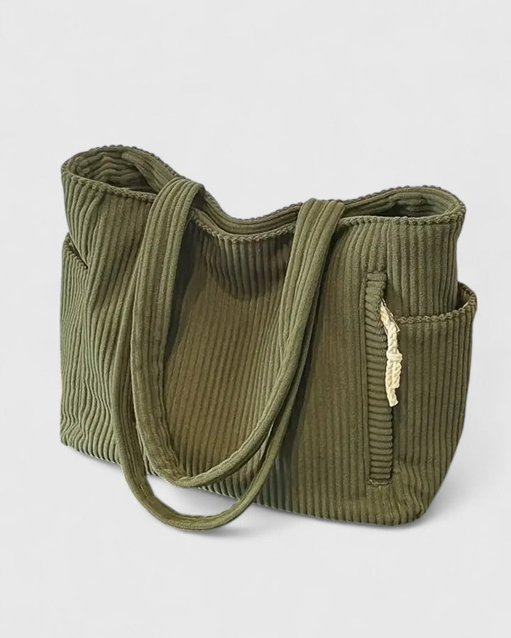 Elsie | Luxurious Ribbed Tote Bag With Cord Detail