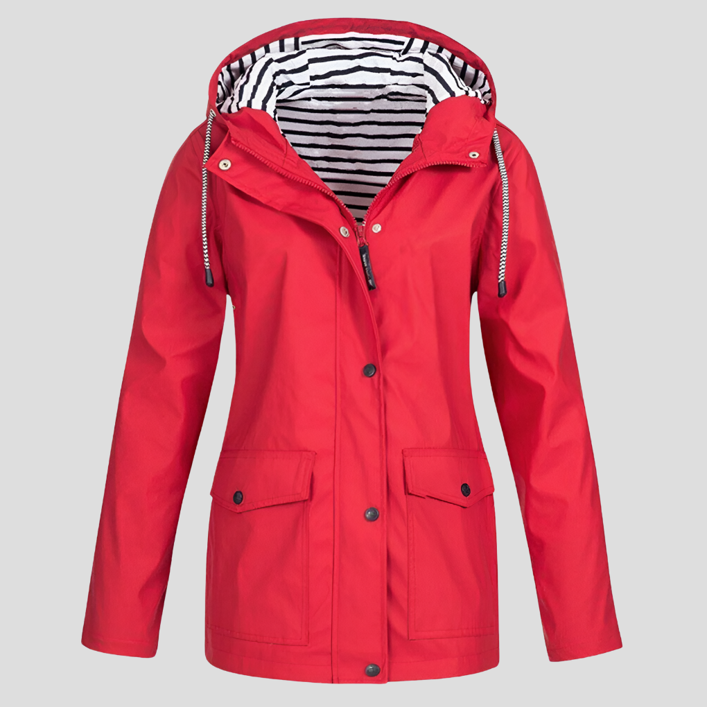Women's Waterproof Hooded Jacket – Water-Resistant and Windproof